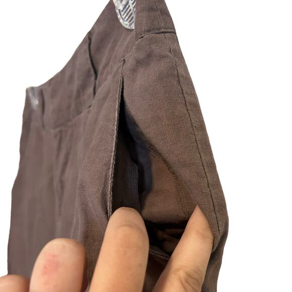 London Jean Marisa Fit 100% Linen Chino Pants Womens Sz 4 Mocha Brown Wide Leg - Picture 6 of 14